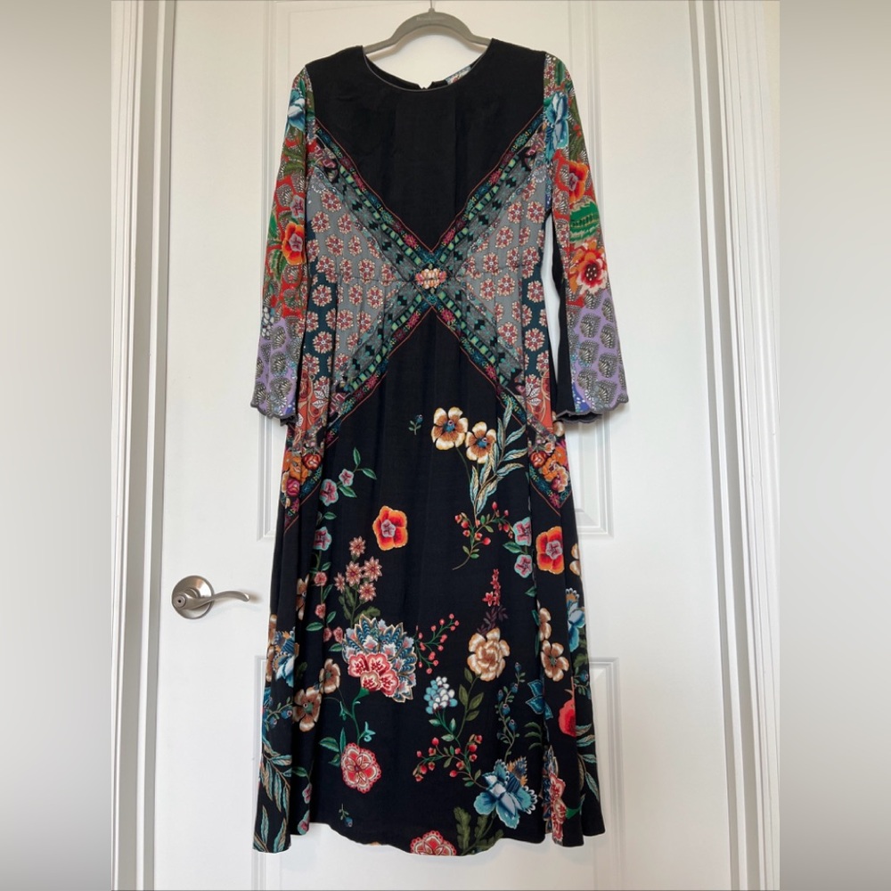Johnny Was long dress bell sleeves XS